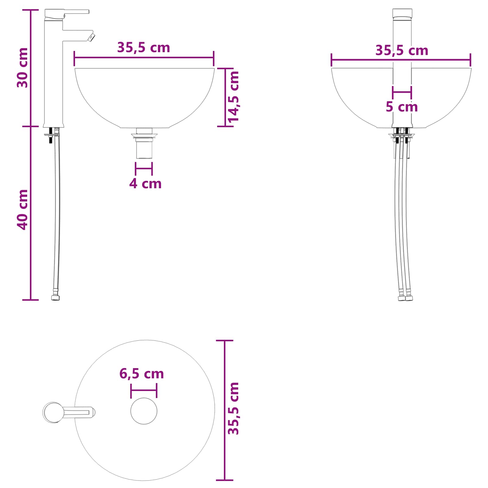 Badrumsmöbelset 5 pcs Sonoma-ek Konstruerat trä och glas