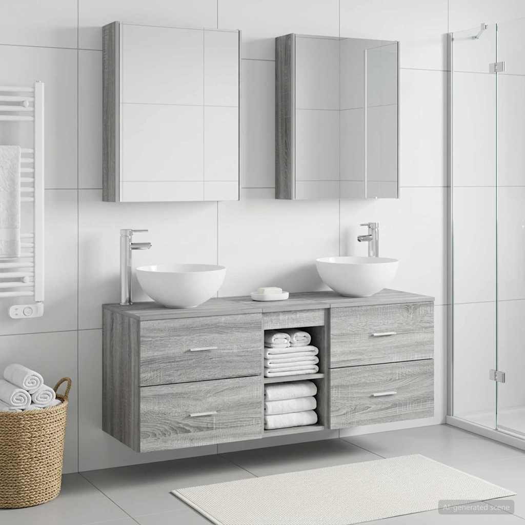 Komplet pohištva za kopalnico 5 pcs Siva Sonoma - slika 4