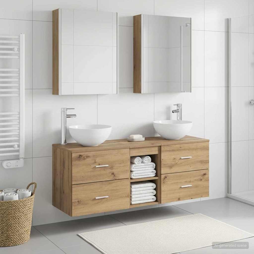 Vannitoa mööbleset 5 pcs Artisan tamm Tehispuit ja klaas