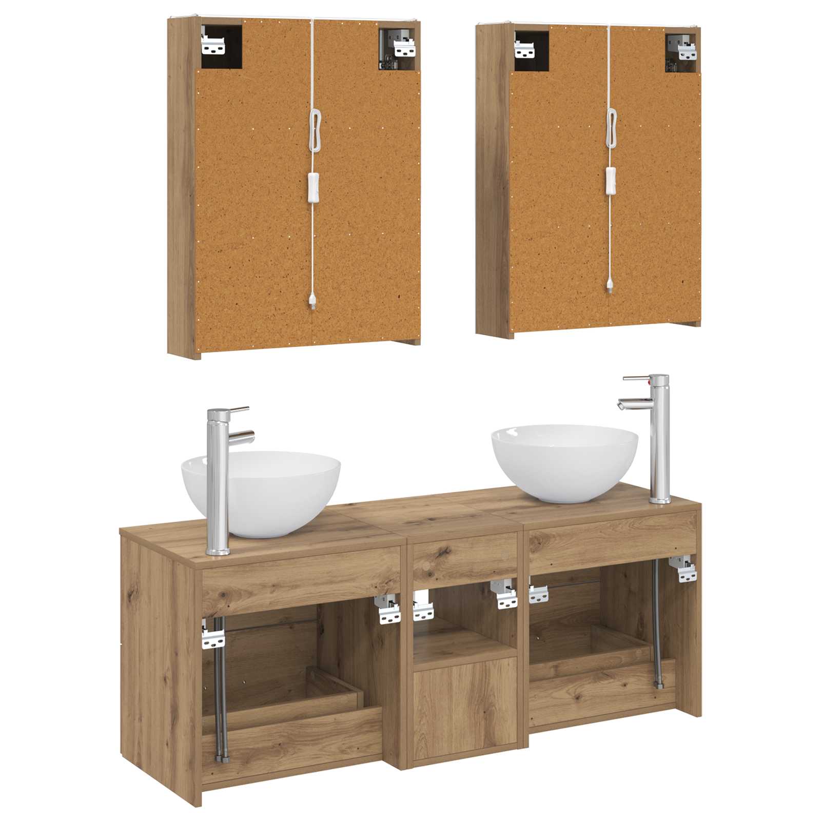 Vannitoa mööbleset 5 pcs Artisan tamm Tehispuit ja klaas 8 Kõik vajalik sinu aeda ja koju! Vannitoa mööbleset 5 pcs Artisan tamm Tehispuit ja klaas - Image 8