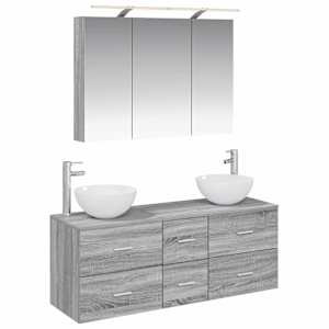 Sada koupelnového nábytku 4 pcs Šedý Sonoma - obrázek 2