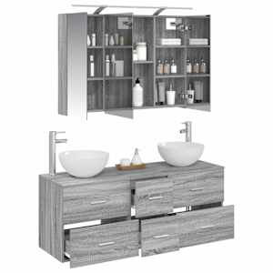 Sada koupelnového nábytku 4 pcs Šedý Sonoma - obrázek 3