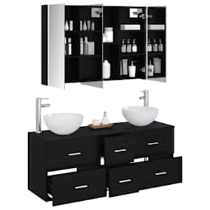 Sada koupelnového nábytku 4 pcs Černý dub - obrázek 3