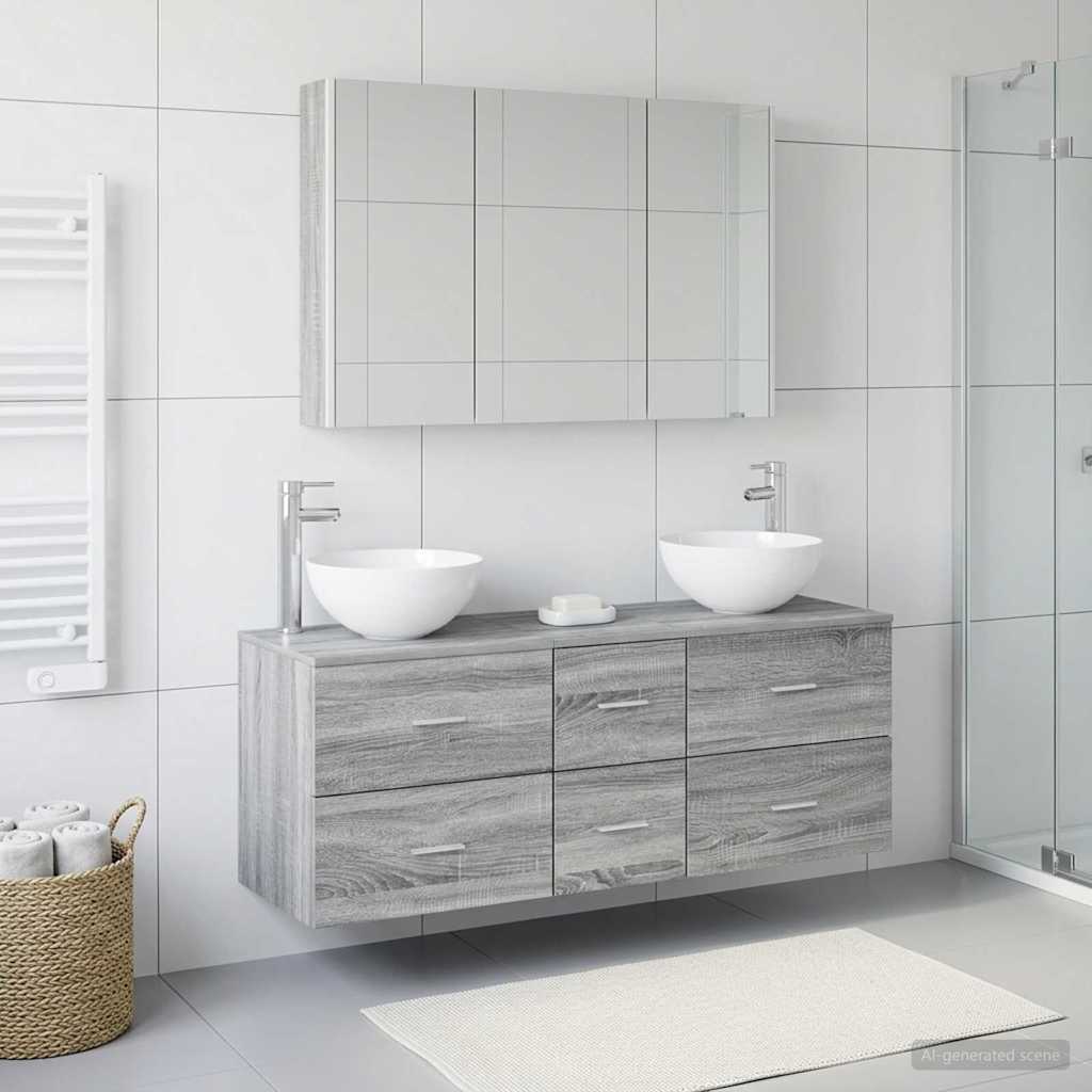 Vannitoa mööbleset 4 pcs Hall Sonoma Tehispuit ja klaas