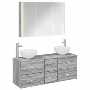 Sada koupelnového nábytku 4 pcs Šedý Sonoma - obrázek 2