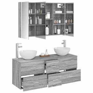Sada koupelnového nábytku 4 pcs Šedý Sonoma - obrázek 3
