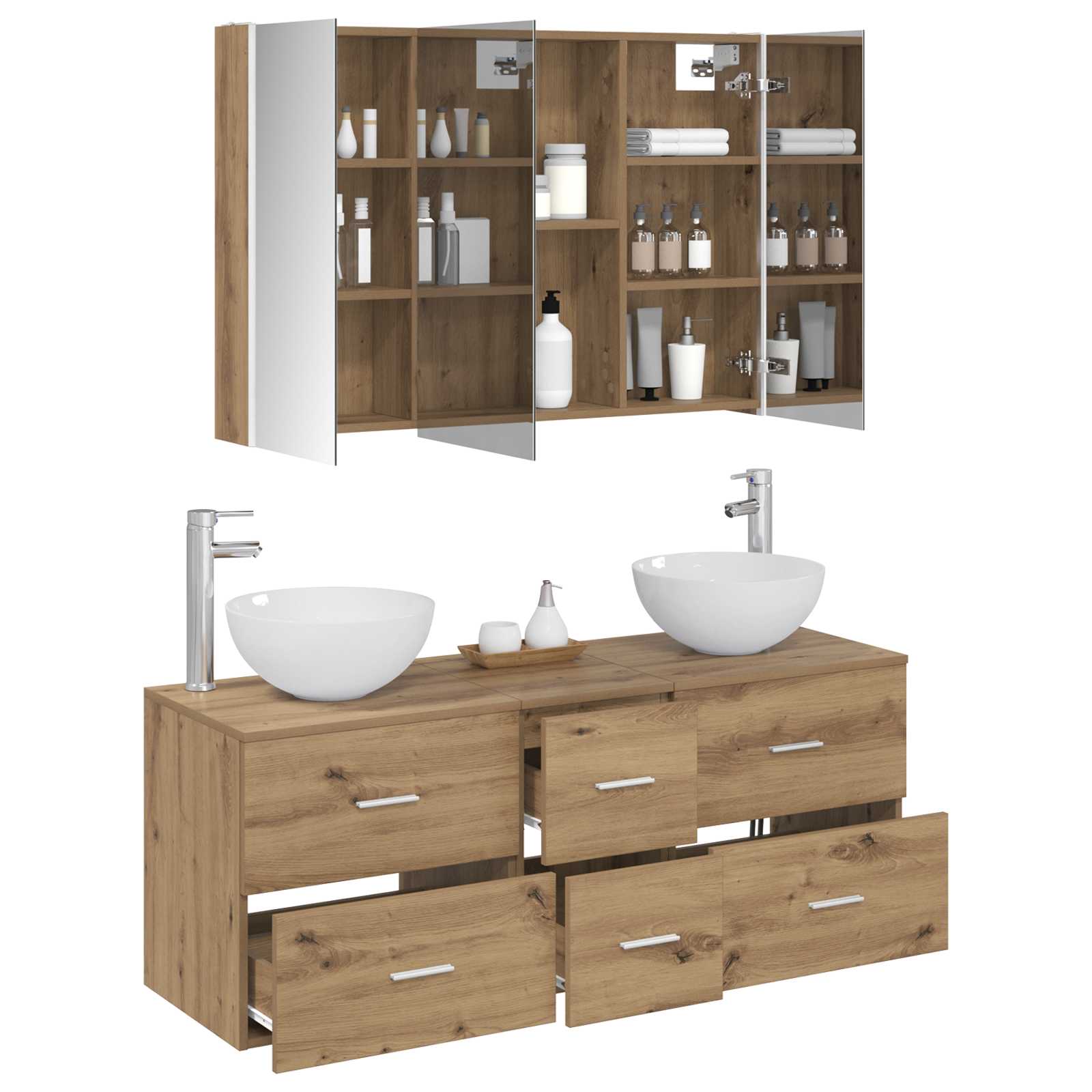 Komplet pohištva za kopalnico 4 pcs Artisan hrast - slika 3