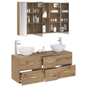 Sada koupelnového nábytku 4 pcs Dub artisan - obrázek 3