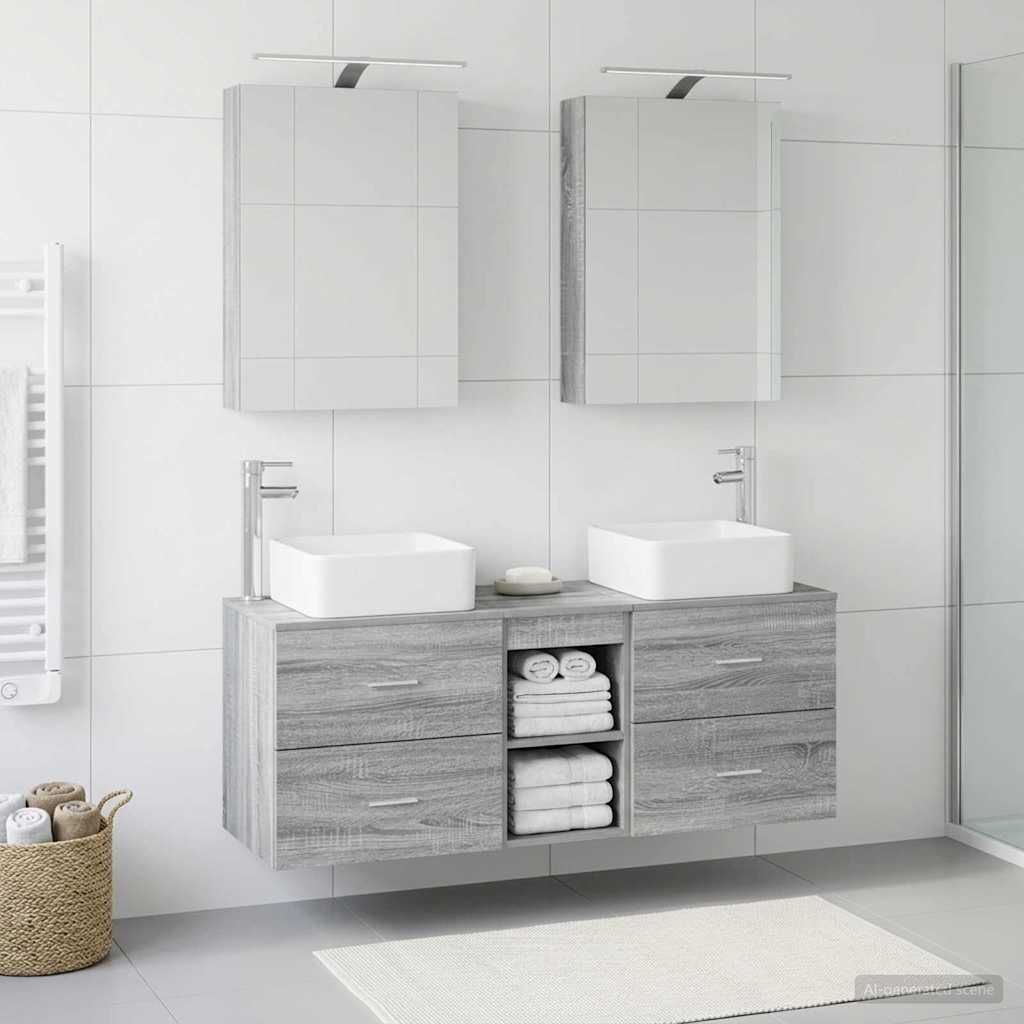 Komplet pohištva za kopalnico 5 pcs Siva Sonoma