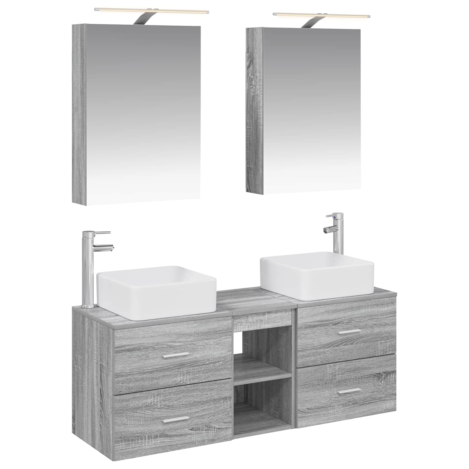 Komplet pohištva za kopalnico 5 pcs Siva Sonoma - slika 2