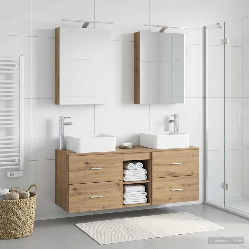 Komplet pohištva za kopalnico 5 pcs Artisan hrast - slika 4