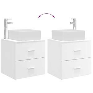 Sada koupelnového nábytku 5 pcs Bílá Kompozitní dřevo a sklo - obrázek 13