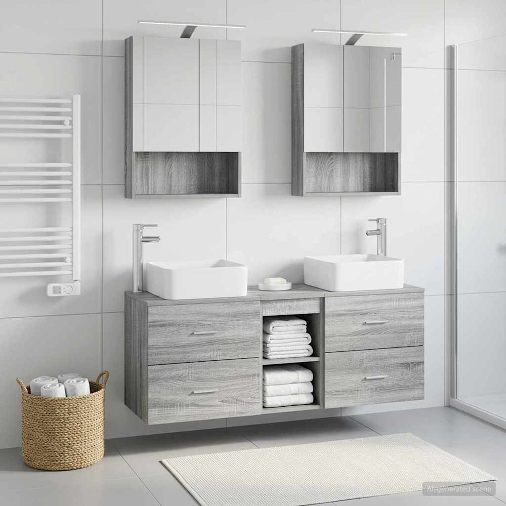Komplet pohištva za kopalnico 5 pcs Siva Sonoma - slika 4