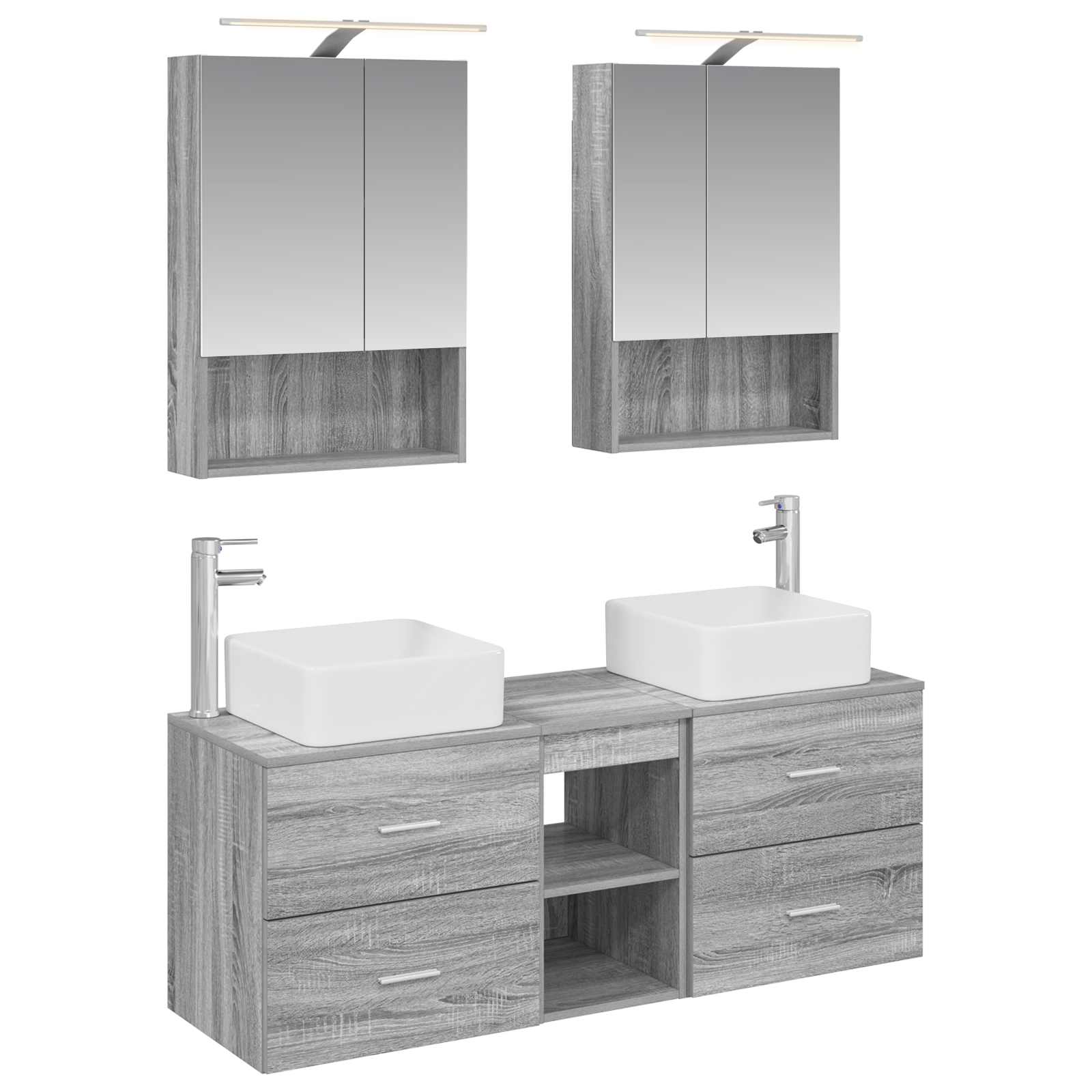 Komplet pohištva za kopalnico 5 pcs Siva Sonoma - slika 2