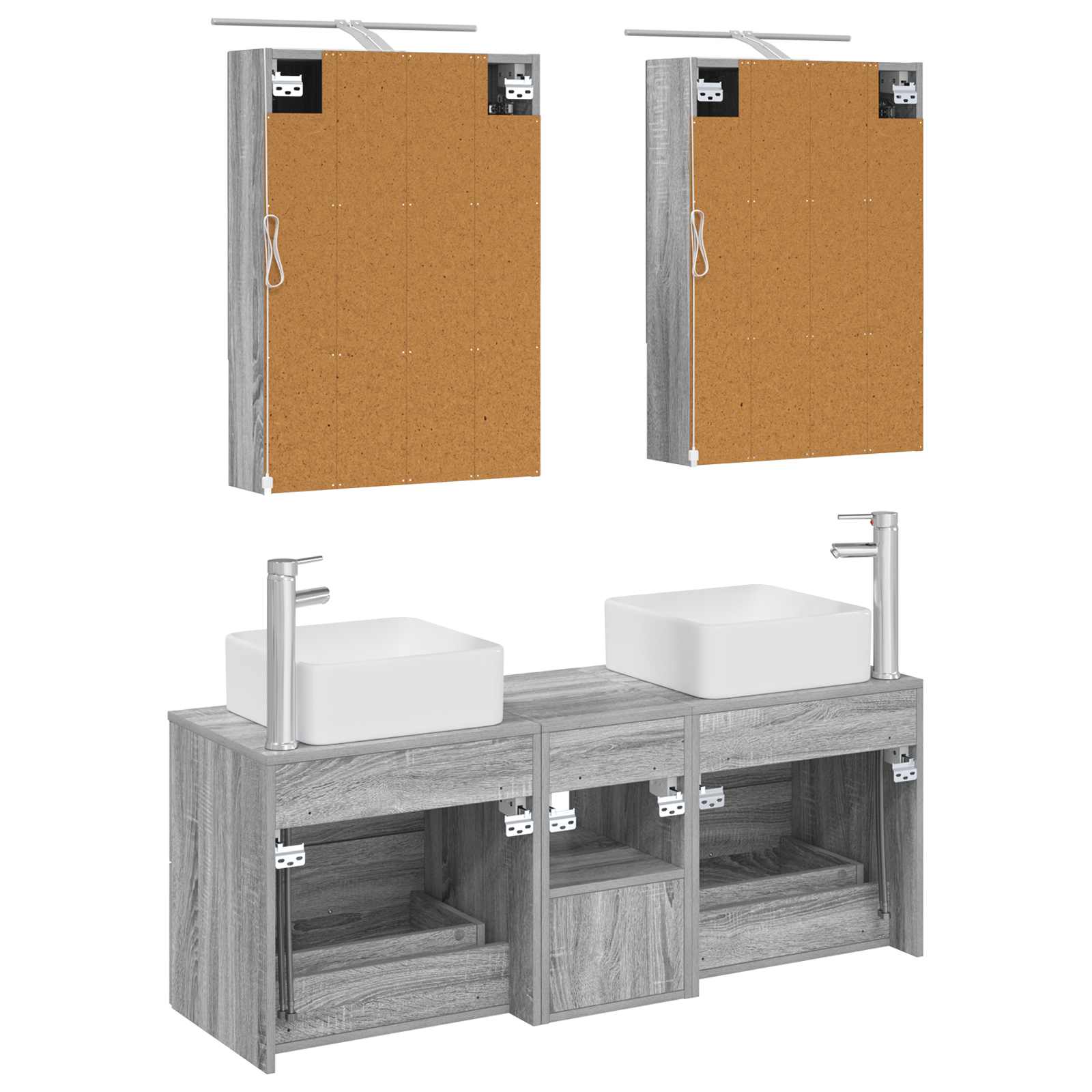 Komplet pohištva za kopalnico 5 pcs Siva Sonoma - slika 8