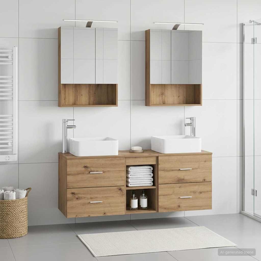 Vannitoa mööbleset 5 pcs Artisan tamm Tehispuit ja klaas