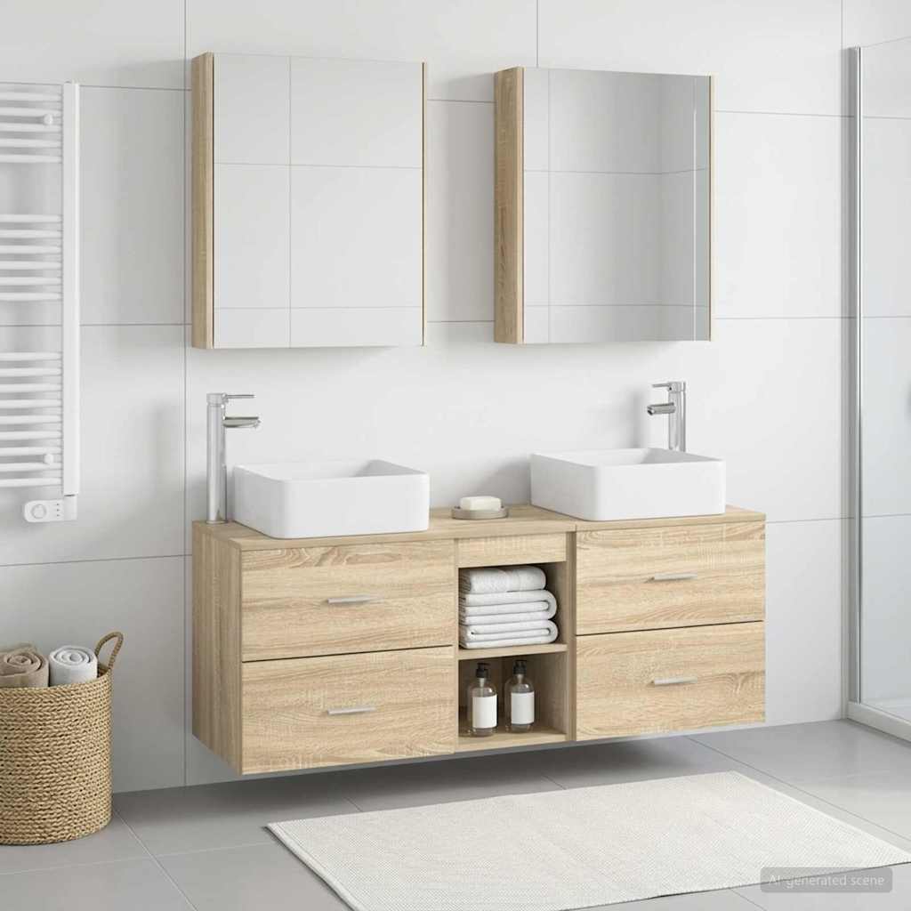 Komplet pohištva za kopalnico 5 pcs Sonoma hrast - slika 4