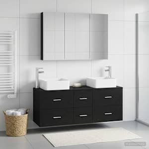 Sada koupelnového nábytku 4 pcs Černý dub - obrázek 1