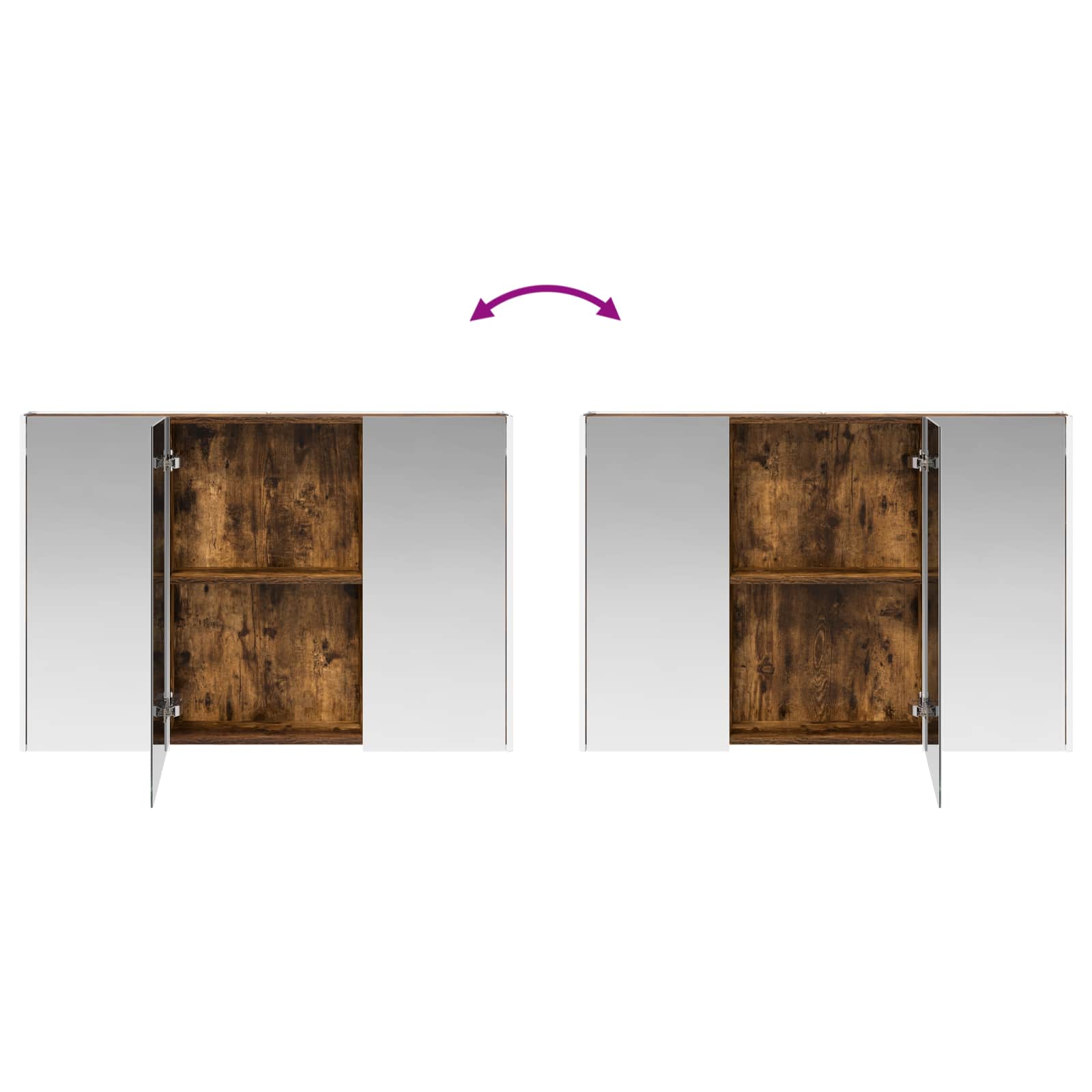 Badrumsmöbelset 4 pcs Rökt ek Konstruerat trä och glas