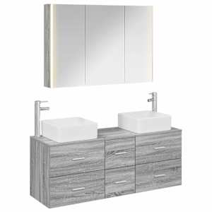 Sada koupelnového nábytku 4 pcs Šedý Sonoma - obrázek 2