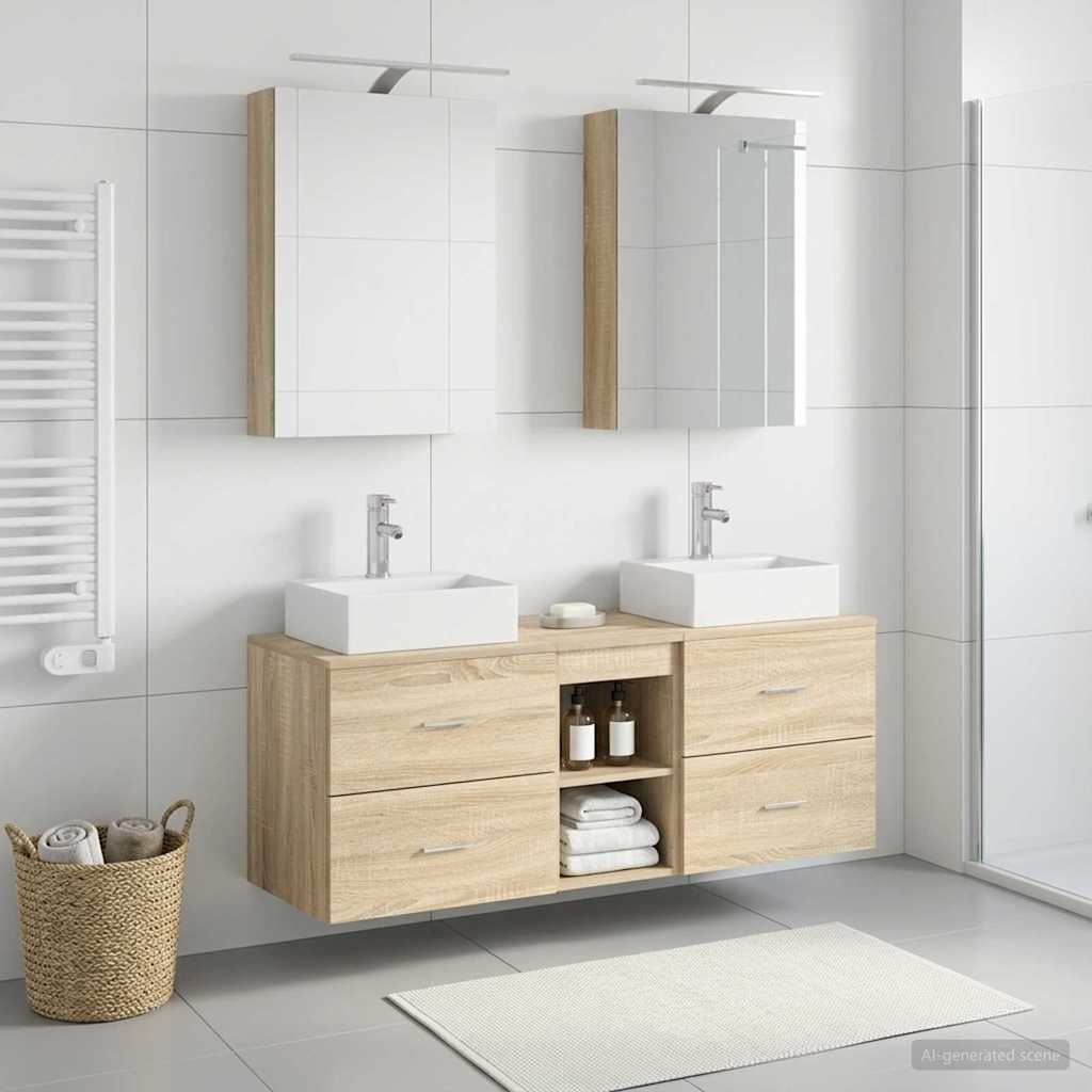 Komplet pohištva za kopalnico 5 pcs Sonoma hrast - slika 4
