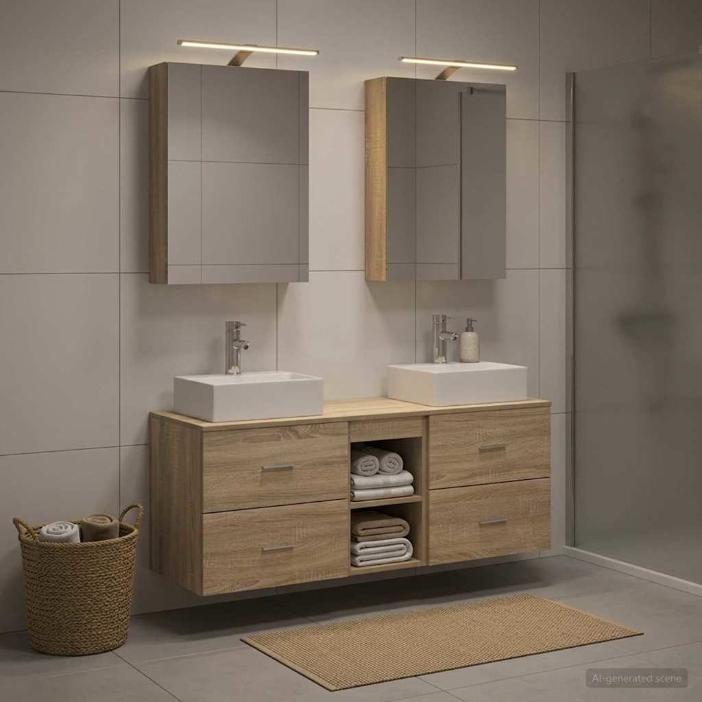 Komplet pohištva za kopalnico 5 pcs Sonoma hrast