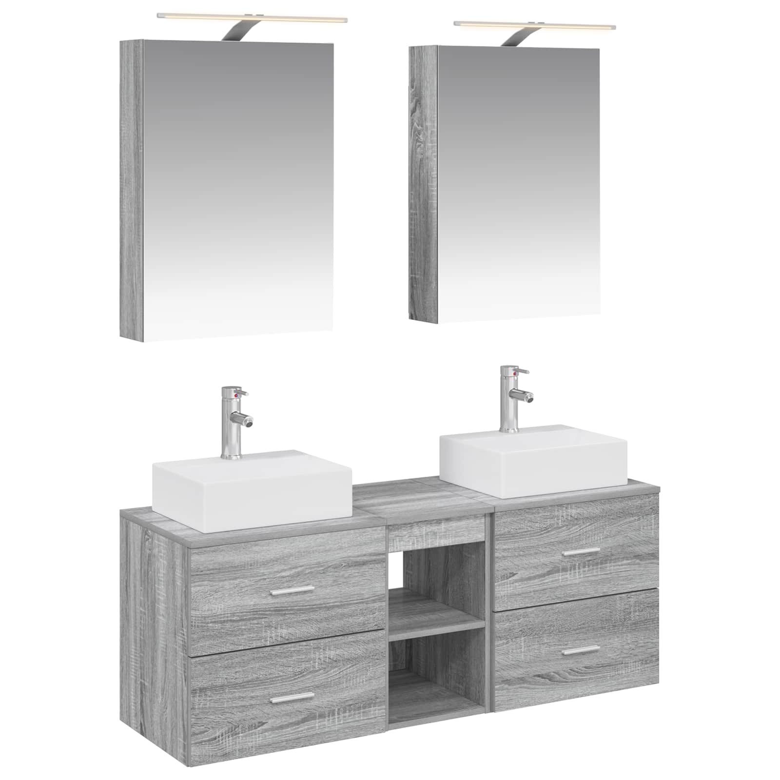 Komplet pohištva za kopalnico 5 pcs Siva Sonoma - slika 2