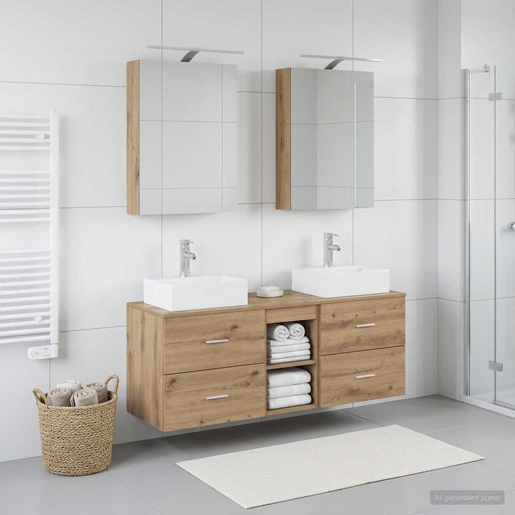 Komplet pohištva za kopalnico 5 pcs Artisan hrast - slika 4