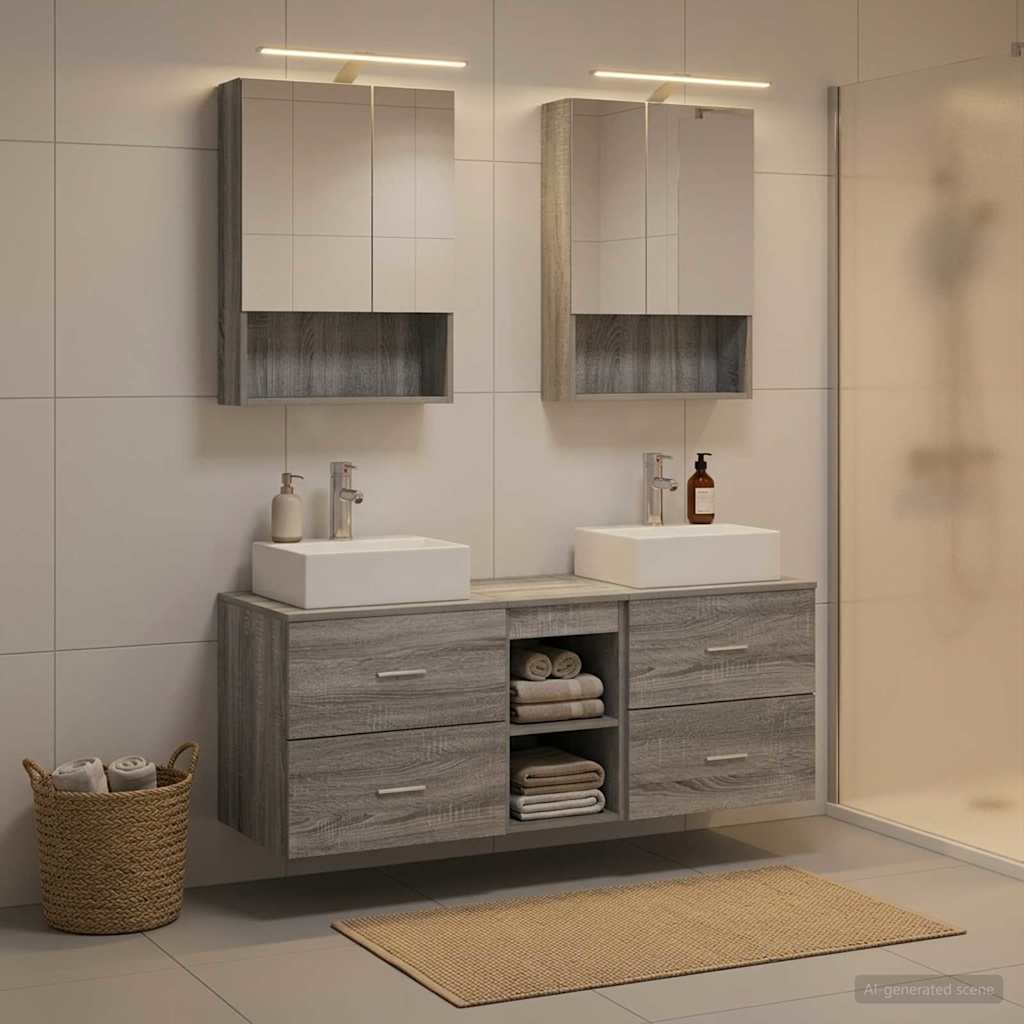Komplet pohištva za kopalnico 5 pcs Siva Sonoma