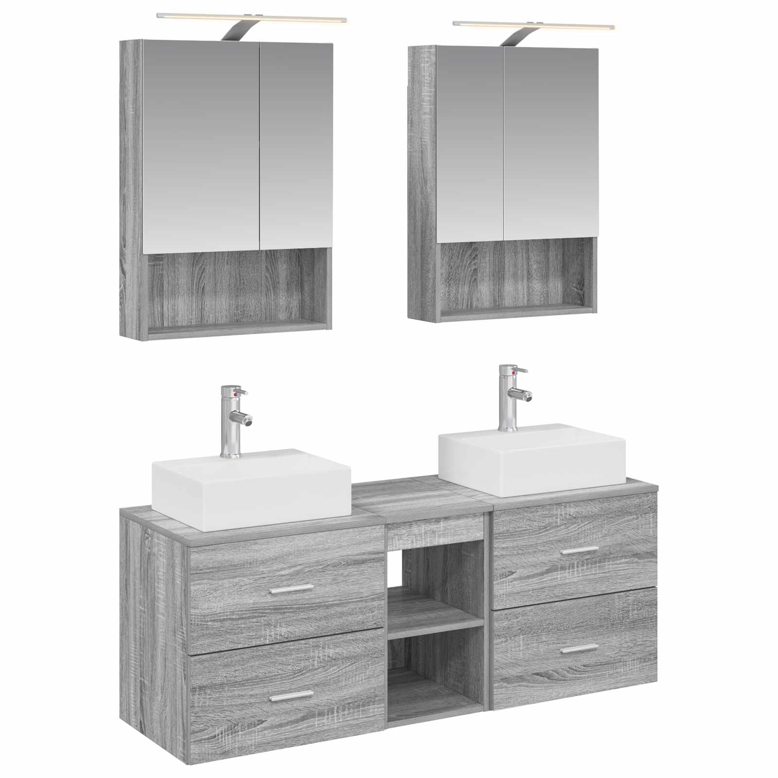 Komplet pohištva za kopalnico 5 pcs Siva Sonoma - slika 2