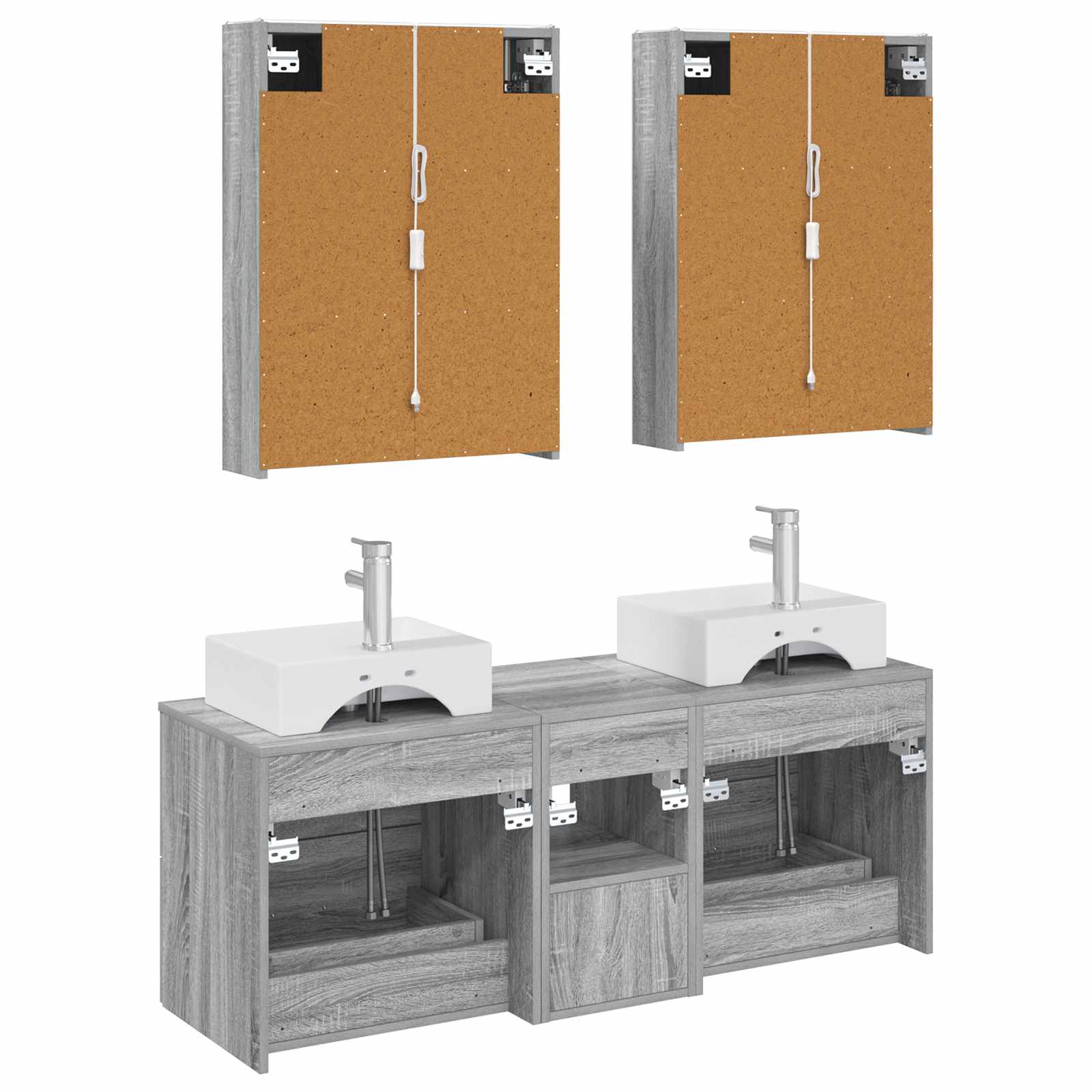 Komplet pohištva za kopalnico 5 pcs Siva Sonoma - slika 8