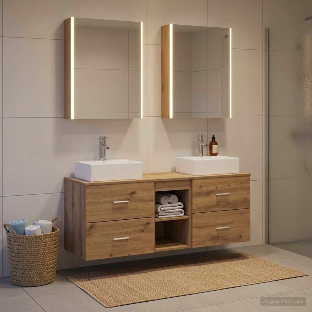 Komplet pohištva za kopalnico 5 pcs Artisan hrast - slika 4