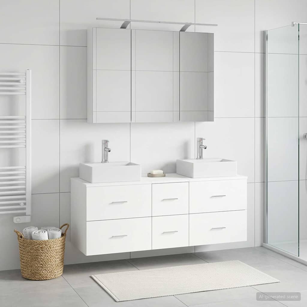 Komplet pohištva za kopalnico 4 pcs Bela
