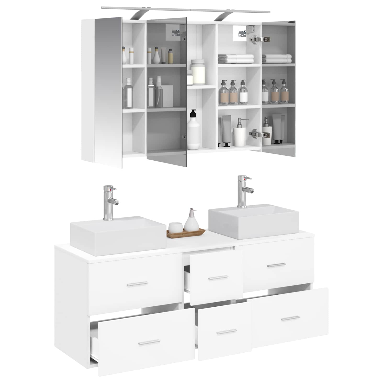 Komplet pohištva za kopalnico 4 pcs Bela - slika 3