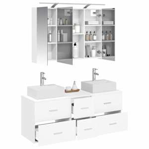 Sada koupelnového nábytku 4 pcs Bílá Kompozitní dřevo a sklo - obrázek 3