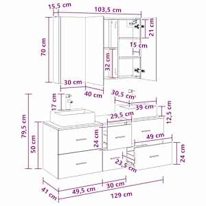 Sada koupelnového nábytku 4 pcs Kouřový dub - obrázek 13