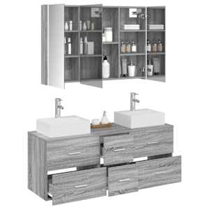 Sada koupelnového nábytku 4 pcs Šedý Sonoma - obrázek 3