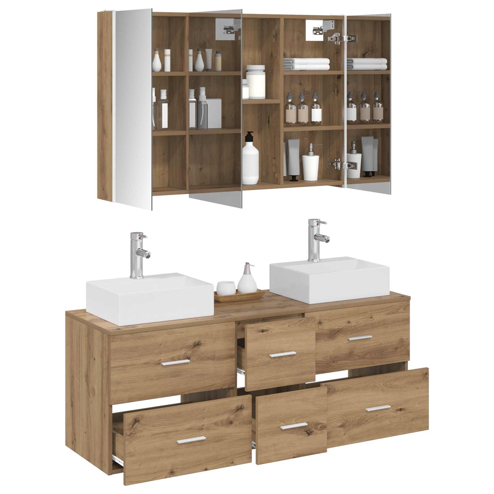 Komplet pohištva za kopalnico 4 pcs Artisan hrast - slika 3