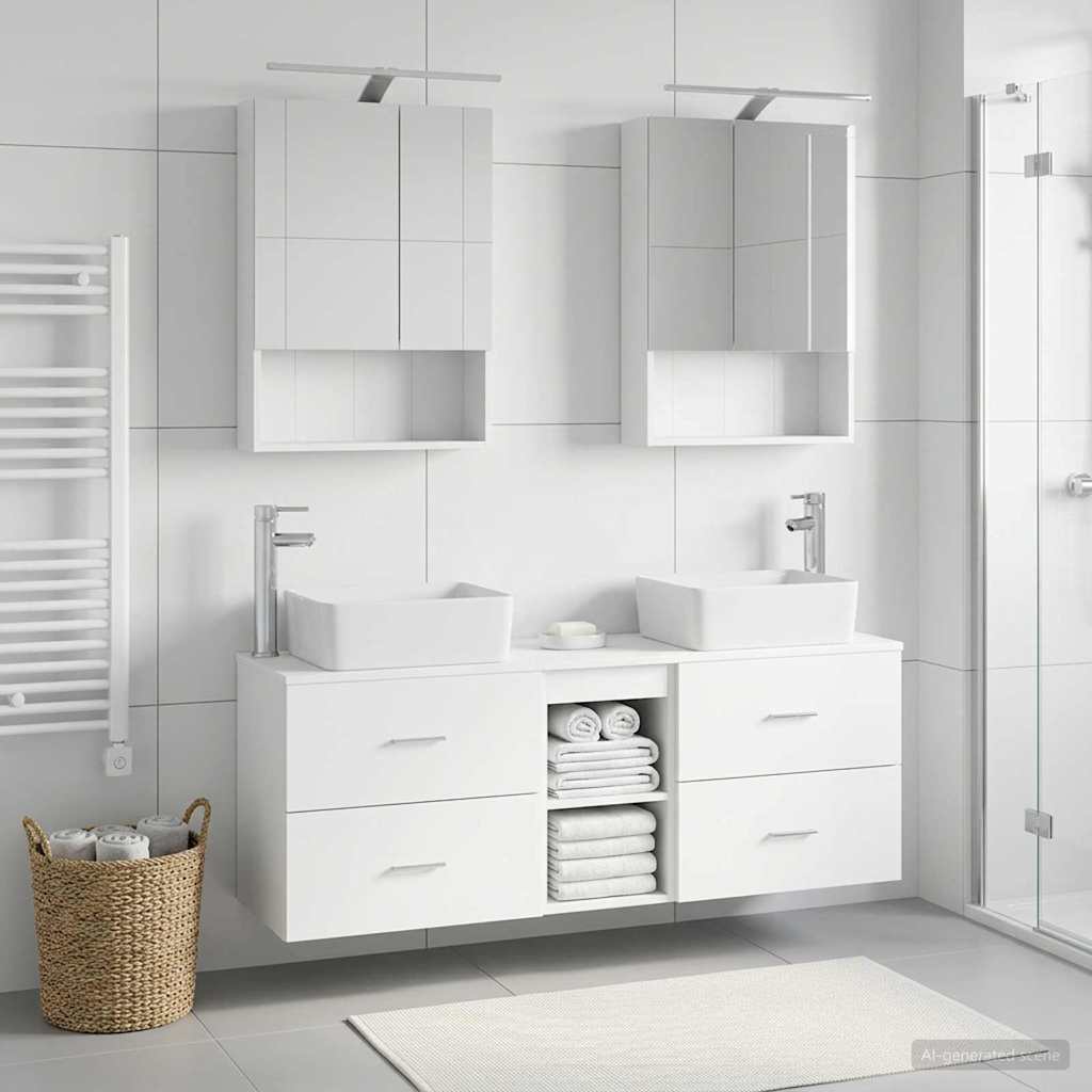Komplet pohištva za kopalnico 5 pcs Bela