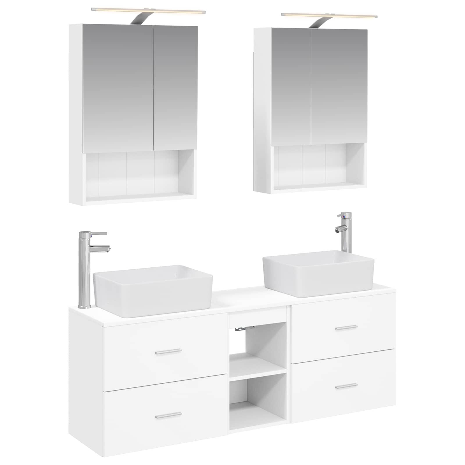 Komplet pohištva za kopalnico 5 pcs Bela - slika 2