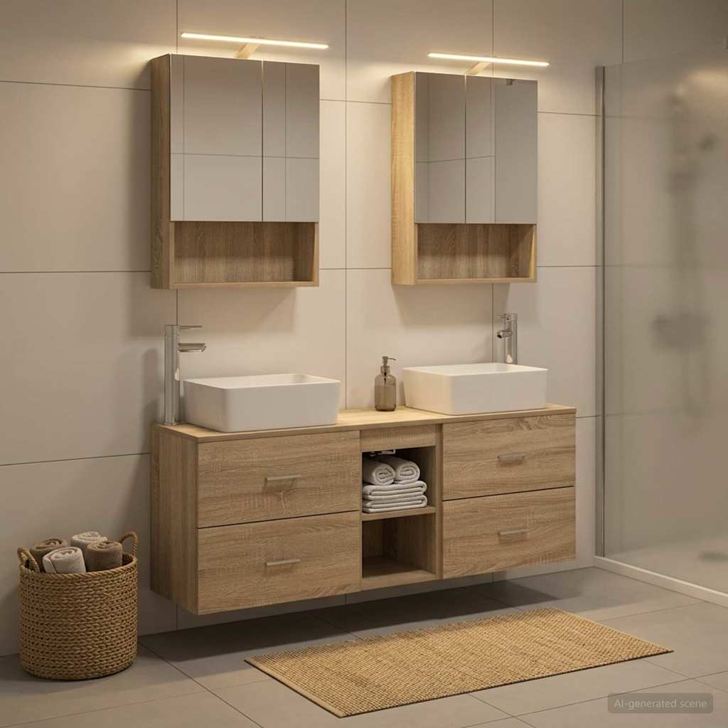 Komplet pohištva za kopalnico 5 pcs Sonoma hrast