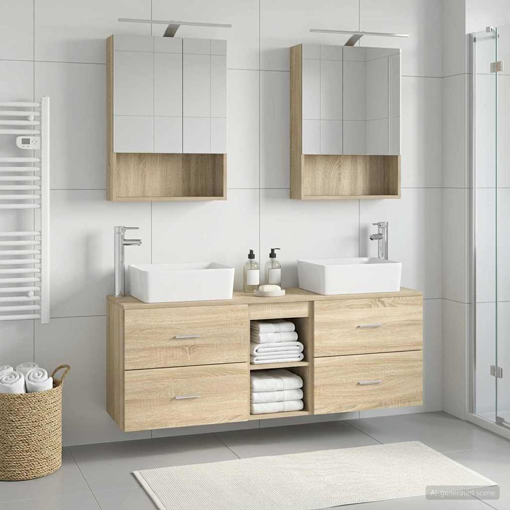 Komplet pohištva za kopalnico 5 pcs Sonoma hrast - slika 4