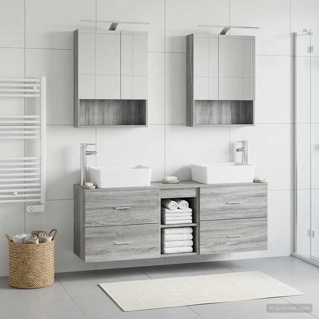 Komplet pohištva za kopalnico 5 pcs Siva Sonoma