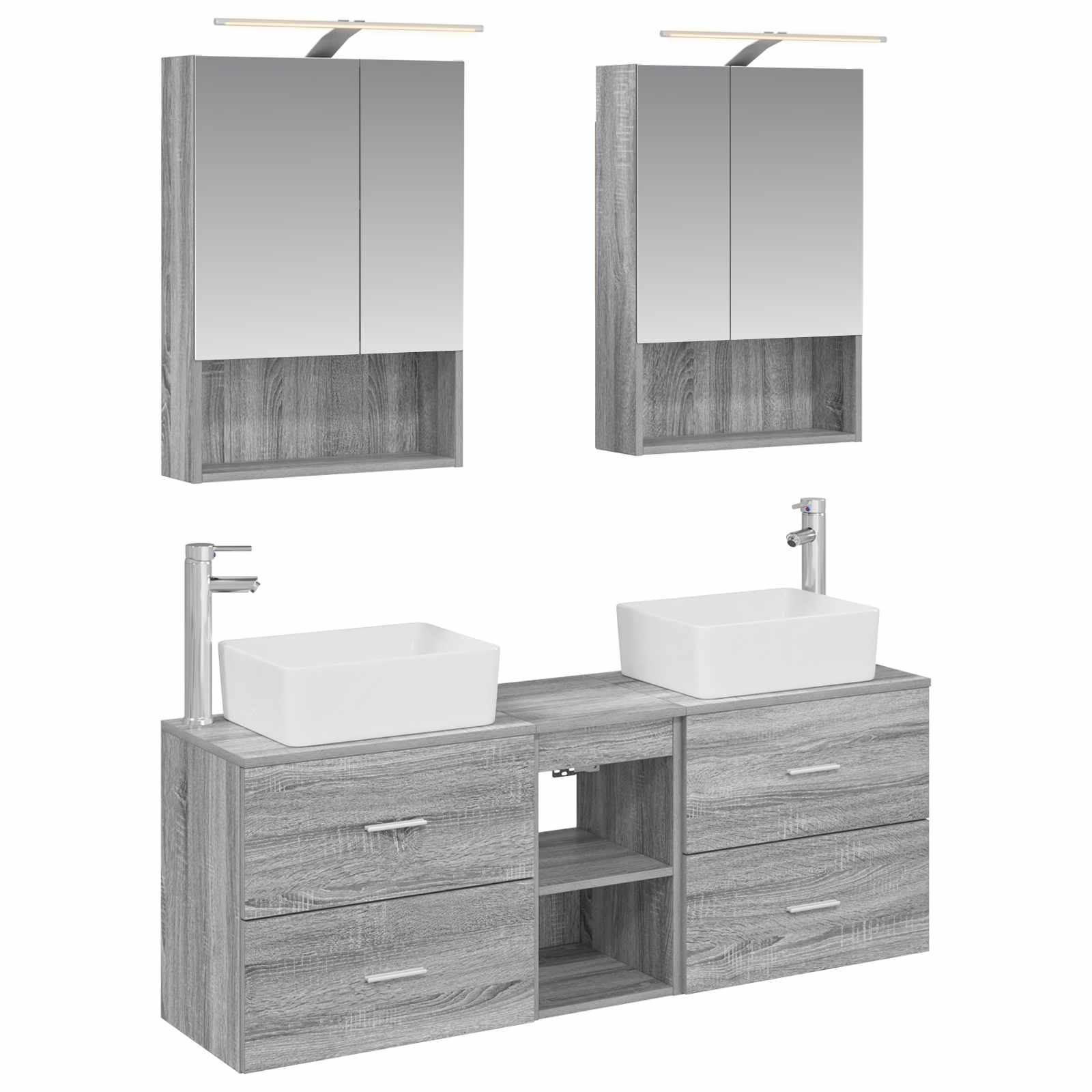 Komplet pohištva za kopalnico 5 pcs Siva Sonoma - slika 2