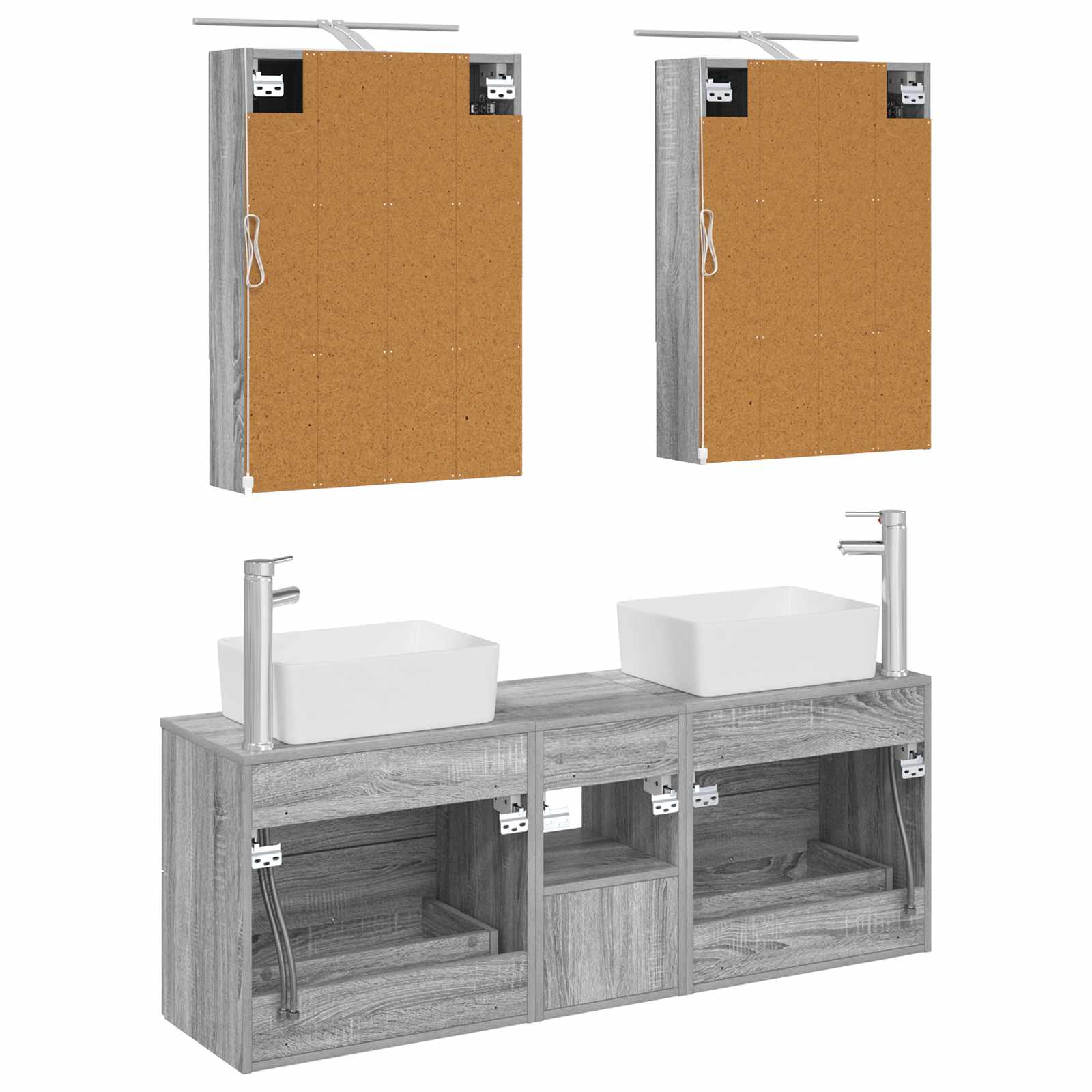 Komplet pohištva za kopalnico 5 pcs Siva Sonoma - slika 7