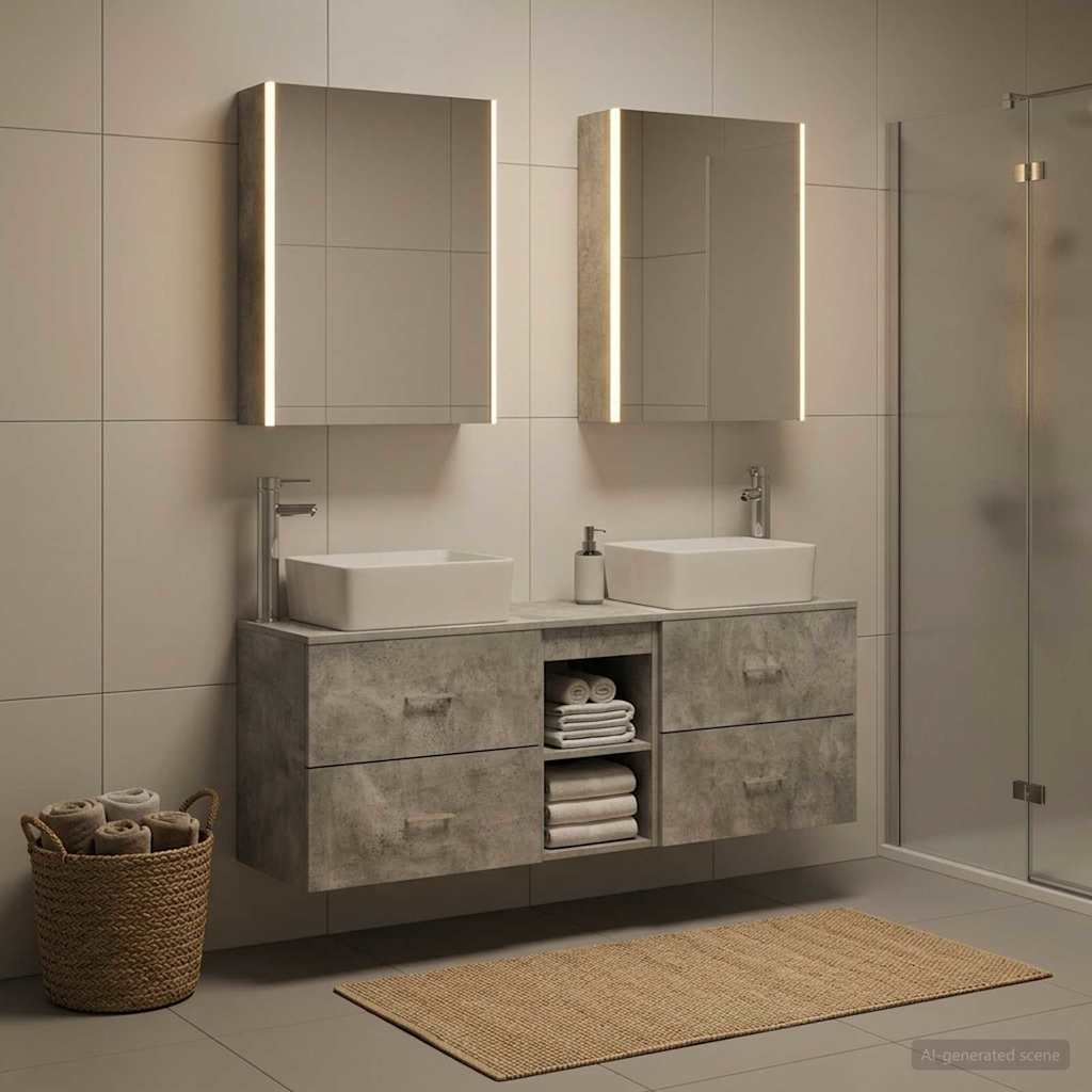 Komplet pohištva za kopalnico 5 pcs Betonsko siva - slika 4