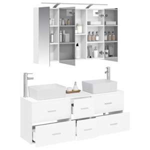 Sada koupelnového nábytku 4 pcs Bílá Kompozitní dřevo a sklo - obrázek 3