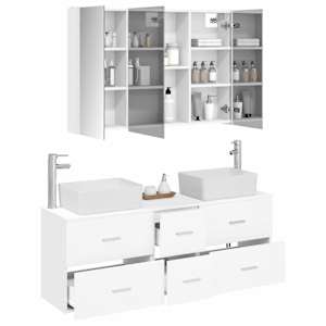 Sada koupelnového nábytku 4 pcs Bílá Kompozitní dřevo a sklo - obrázek 3