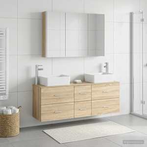 Sada koupelnového nábytku 4 pcs Dub sonoma - obrázek 1