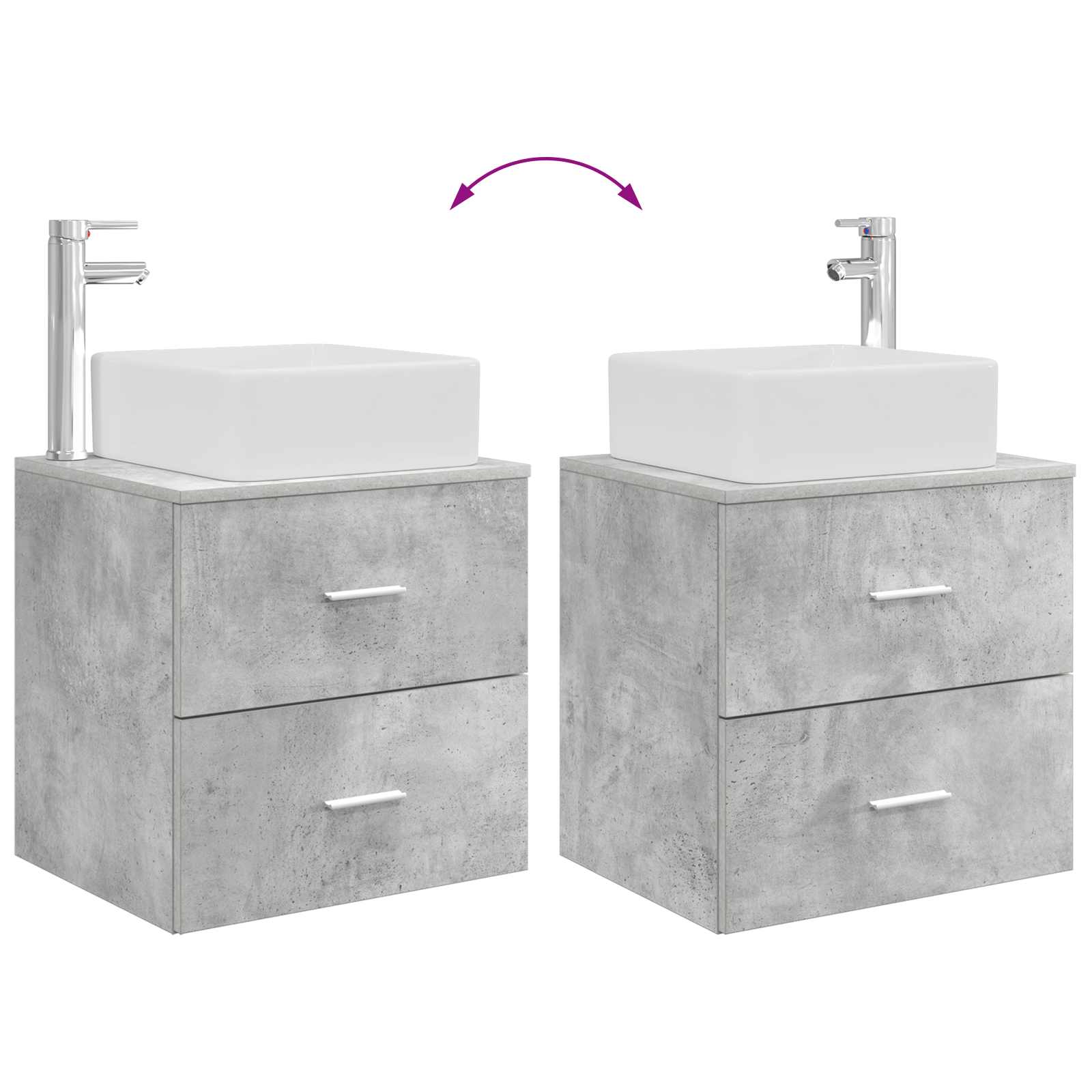 Badrumsmöbelset 4 pcs Betonggrå Konstruerat trä och glas